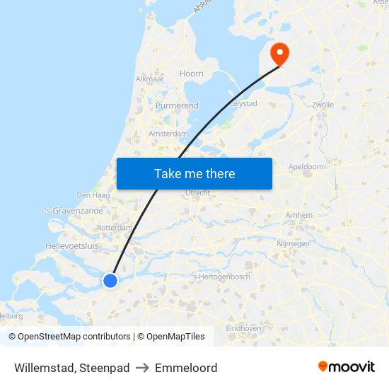 Willemstad, Steenpad to Emmeloord map