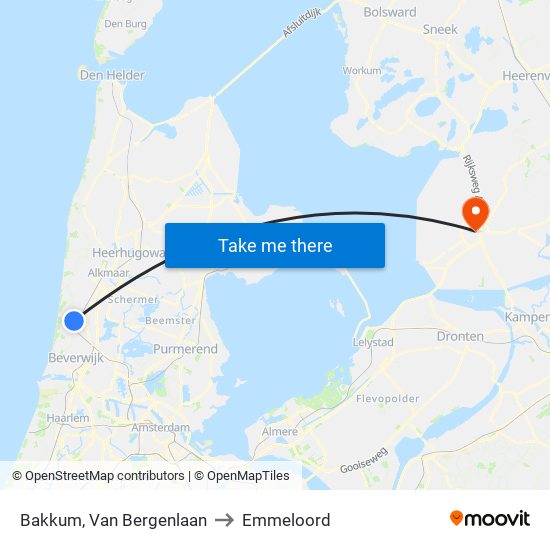 Bakkum, Van Bergenlaan to Emmeloord map