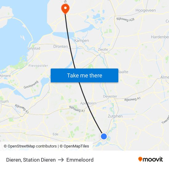 Dieren, Station Dieren to Emmeloord map