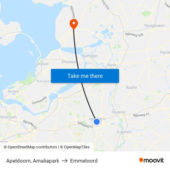 Apeldoorn, Amaliapark to Emmeloord map