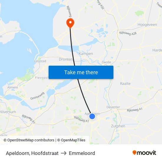 Apeldoorn, Hoofdstraat to Emmeloord map