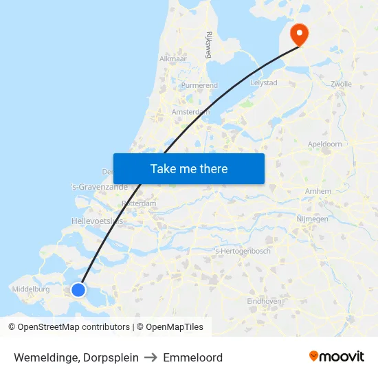 Wemeldinge, Dorpsplein to Emmeloord map