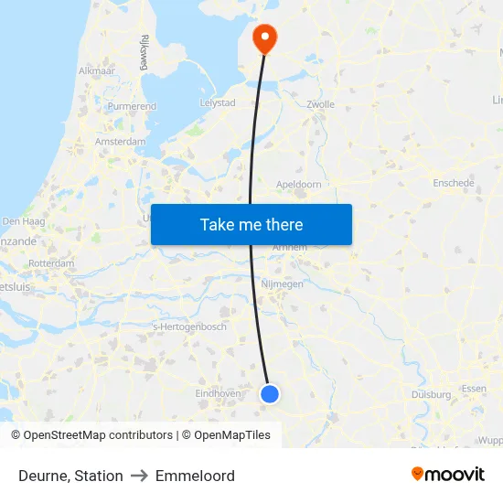 Deurne, Station to Emmeloord map