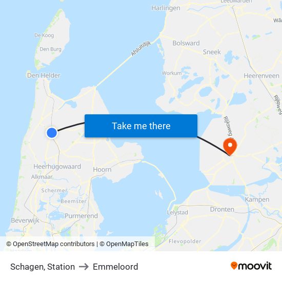 Schagen, Station to Emmeloord map