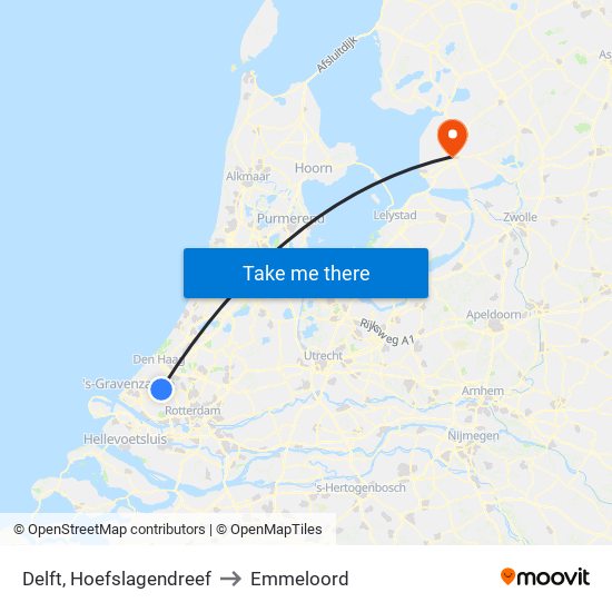 Delft, Hoefslagendreef to Emmeloord map