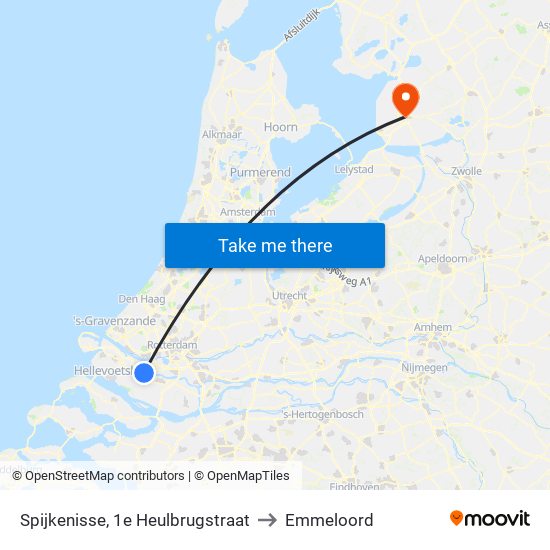 Spijkenisse, 1e Heulbrugstraat to Emmeloord map