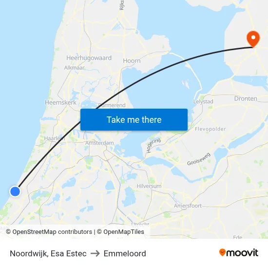 Noordwijk, Esa Estec to Emmeloord map