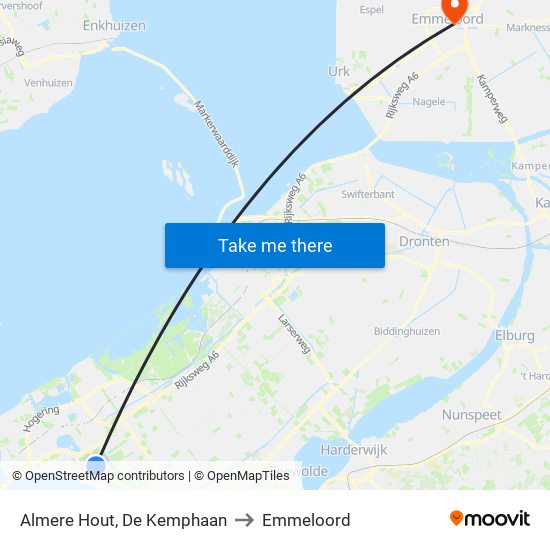 Almere Hout, De Kemphaan to Emmeloord map