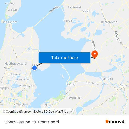 Hoorn, Station to Emmeloord map