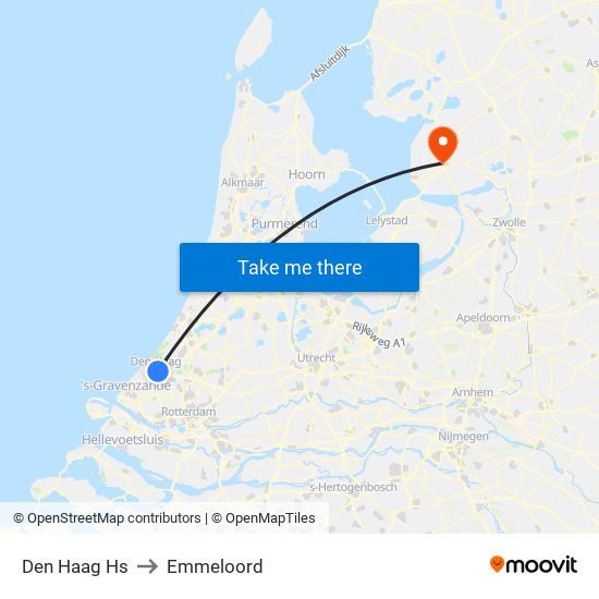 Den Haag Hs to Emmeloord map