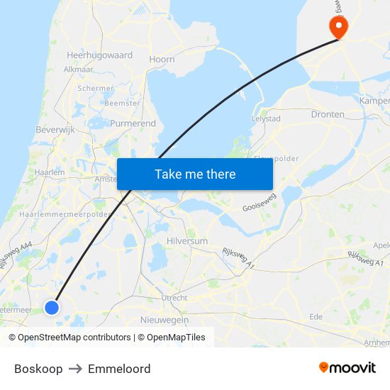 Boskoop to Emmeloord map