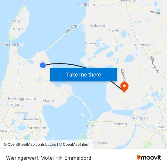 Wieringerwerf, Motel to Emmeloord map