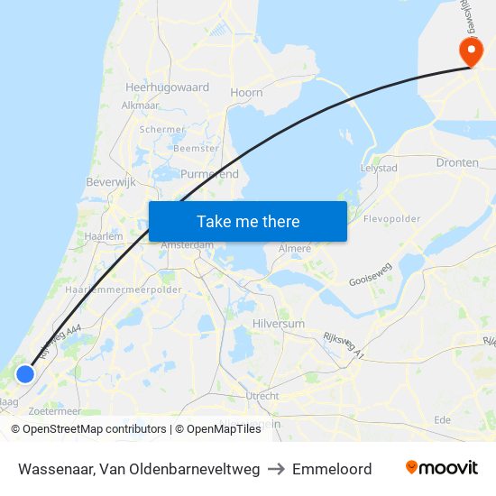 Wassenaar, Van Oldenbarneveltweg to Emmeloord map