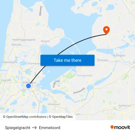 Spiegelgracht to Emmeloord map
