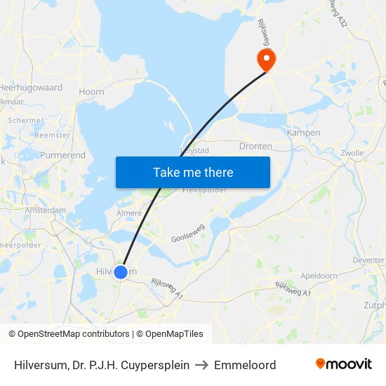 Hilversum, Dr. P.J.H. Cuypersplein to Emmeloord map