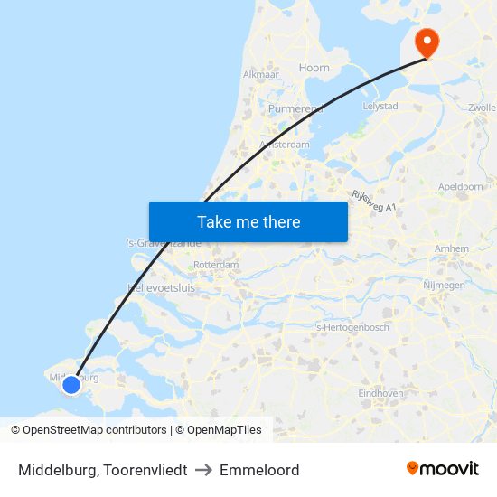 Middelburg, Toorenvliedt to Emmeloord map