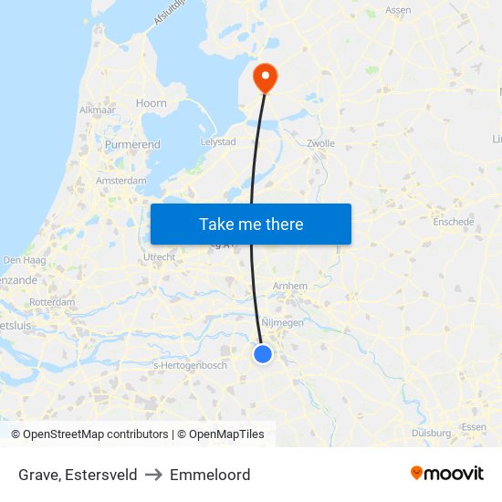 Grave, Estersveld to Emmeloord map