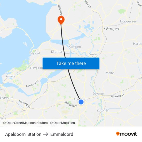 Apeldoorn, Station to Emmeloord map