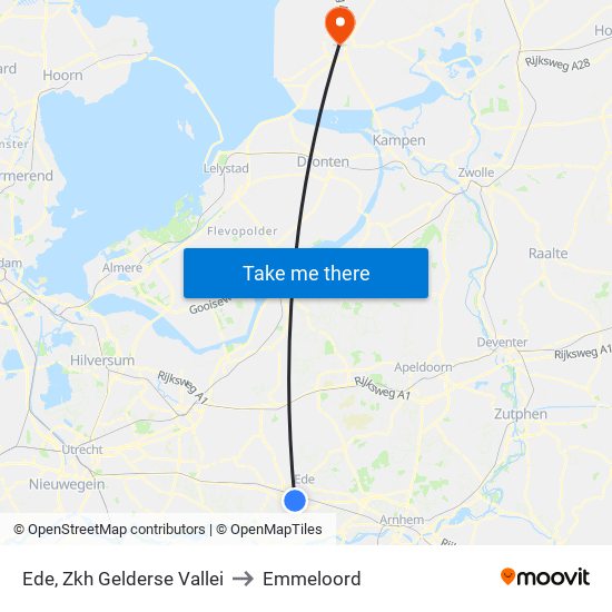 Ede, Zkh Gelderse Vallei to Emmeloord map