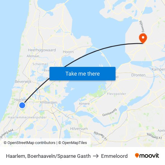 Haarlem, Boerhaaveln/Spaarne Gasth to Emmeloord map