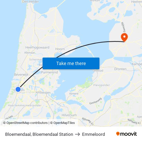 Bloemendaal, Bloemendaal Station to Emmeloord map