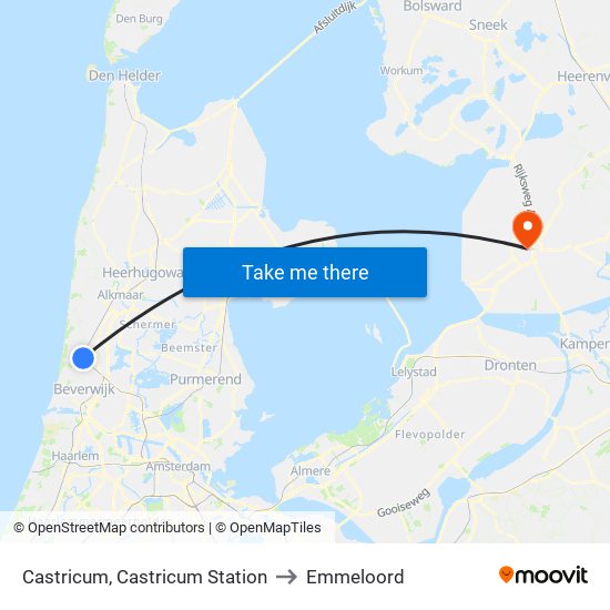 Castricum, Castricum Station to Emmeloord map