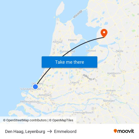 Den Haag, Leyenburg to Emmeloord map
