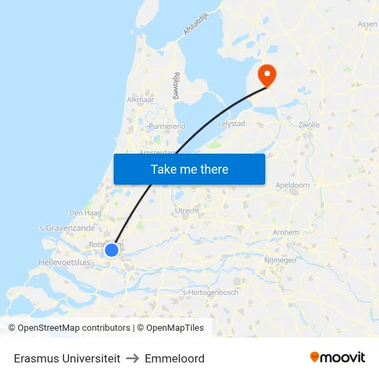 Erasmus Universiteit to Emmeloord map