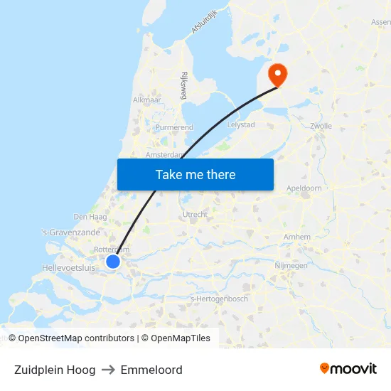 Zuidplein Hoog to Emmeloord map