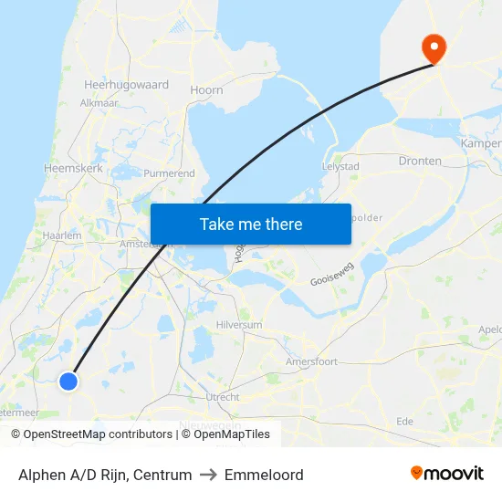 Alphen A/D Rijn, Centrum to Emmeloord map