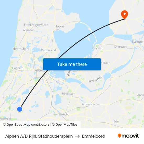 Alphen A/D Rijn, Stadhoudersplein to Emmeloord map