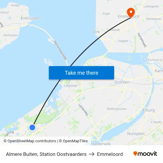 Almere Buiten, Station Oostvaarders to Emmeloord map