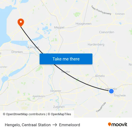 Hengelo, Centraal Station to Emmeloord map