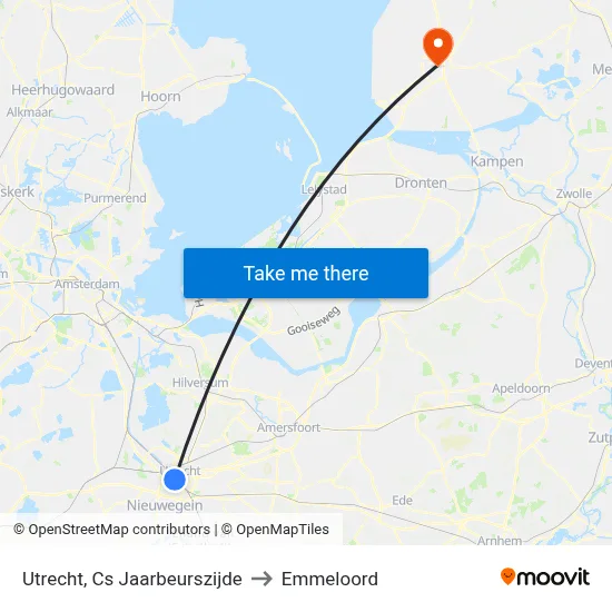 Utrecht, Cs Jaarbeurszijde to Emmeloord map
