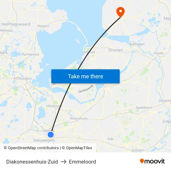 Diakonessenhuis-Zuid to Emmeloord map