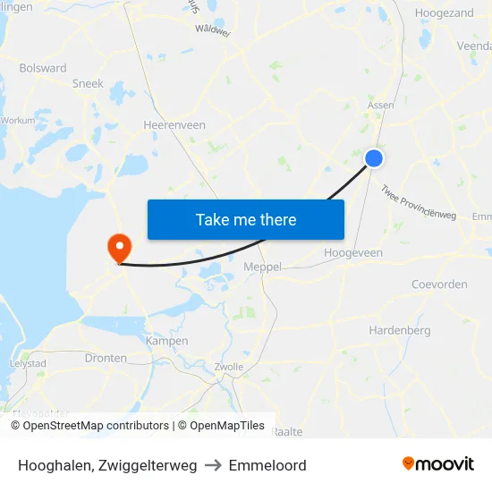 Hooghalen, Zwiggelterweg to Emmeloord map