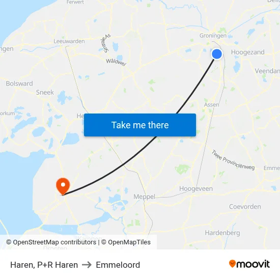 Haren, P+R Haren to Emmeloord map