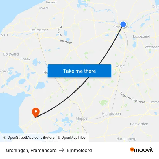 Groningen, Framaheerd to Emmeloord map