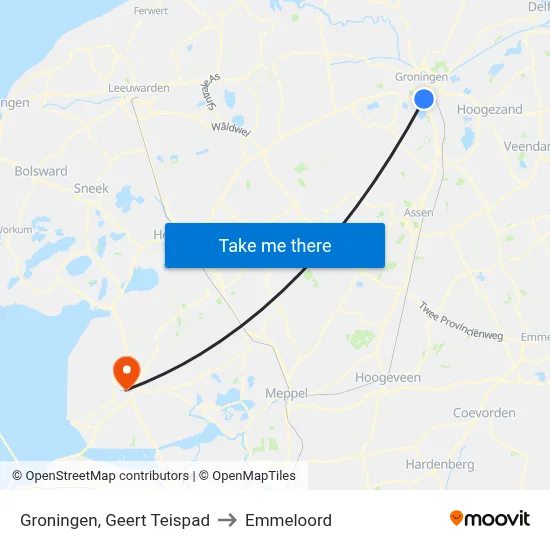 Groningen, Geert Teispad to Emmeloord map