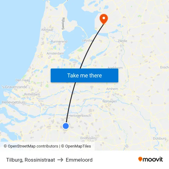 Tilburg, Rossinistraat to Emmeloord map
