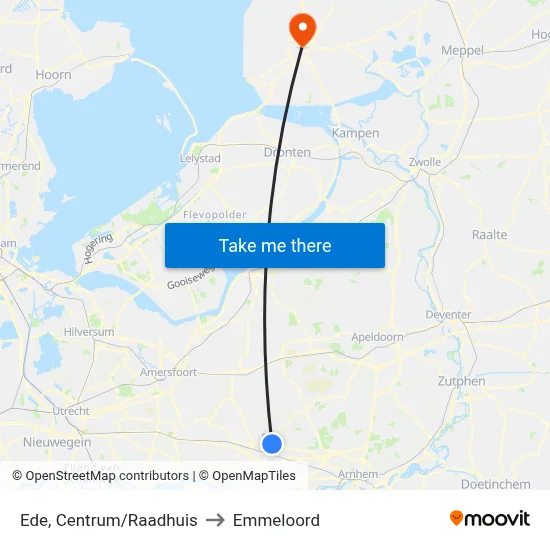 Ede, Centrum/Raadhuis to Emmeloord map