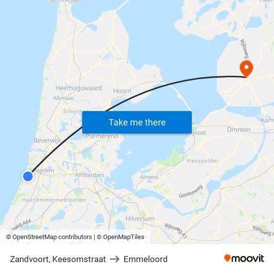 Zandvoort, Keesomstraat to Emmeloord map