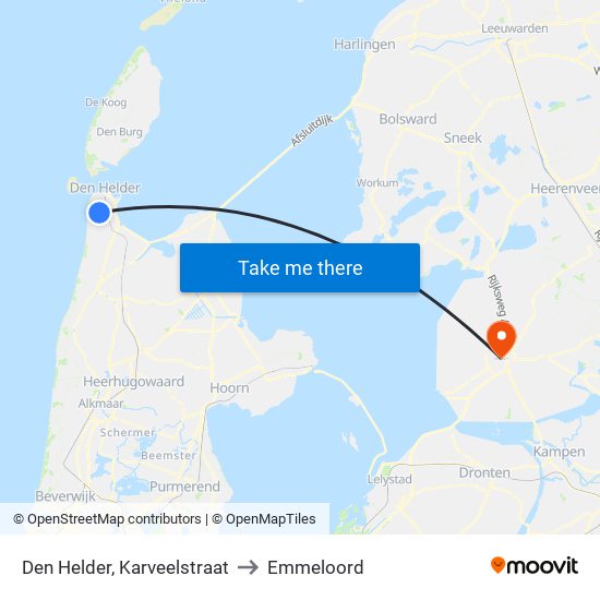 Den Helder, Karveelstraat to Emmeloord map