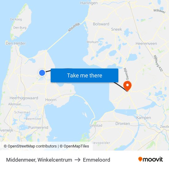 Middenmeer, Winkelcentrum to Emmeloord map