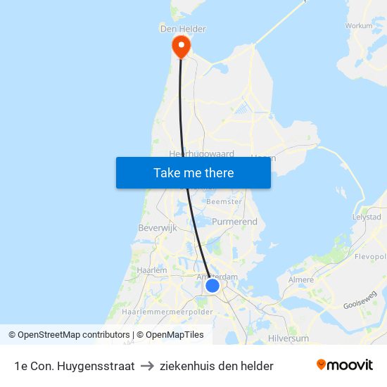 1e Con. Huygensstraat to ziekenhuis den helder map