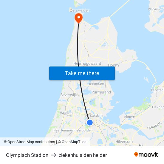 Olympisch Stadion to ziekenhuis den helder map