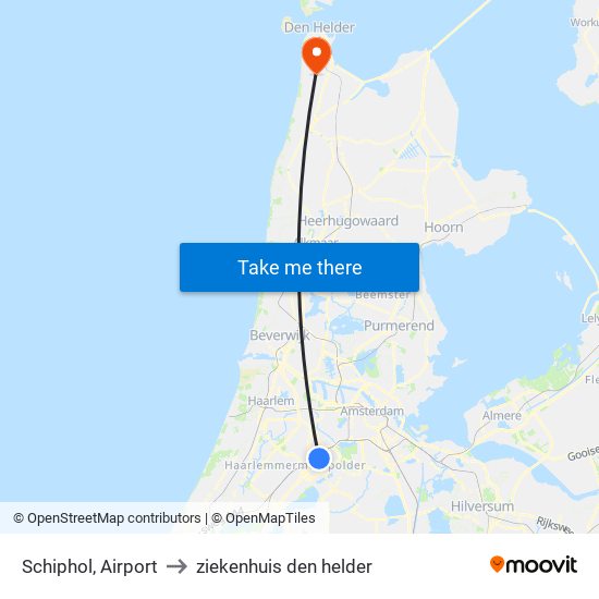 Schiphol, Airport to ziekenhuis den helder map