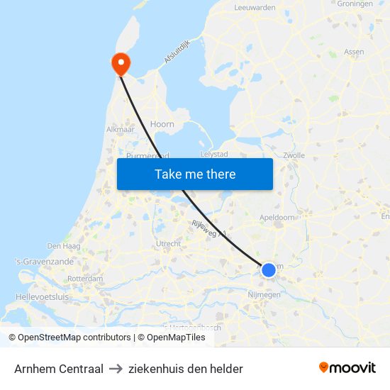 Arnhem Centraal to ziekenhuis den helder map