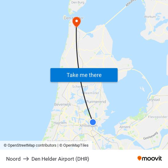 Noord to Den Helder Airport (DHR) map