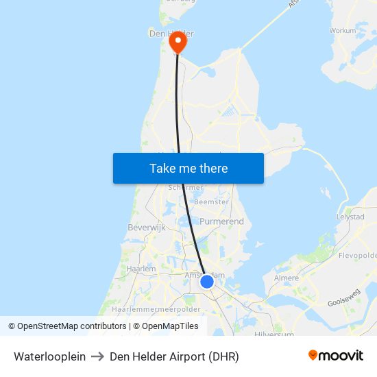 Waterlooplein to Den Helder Airport (DHR) map